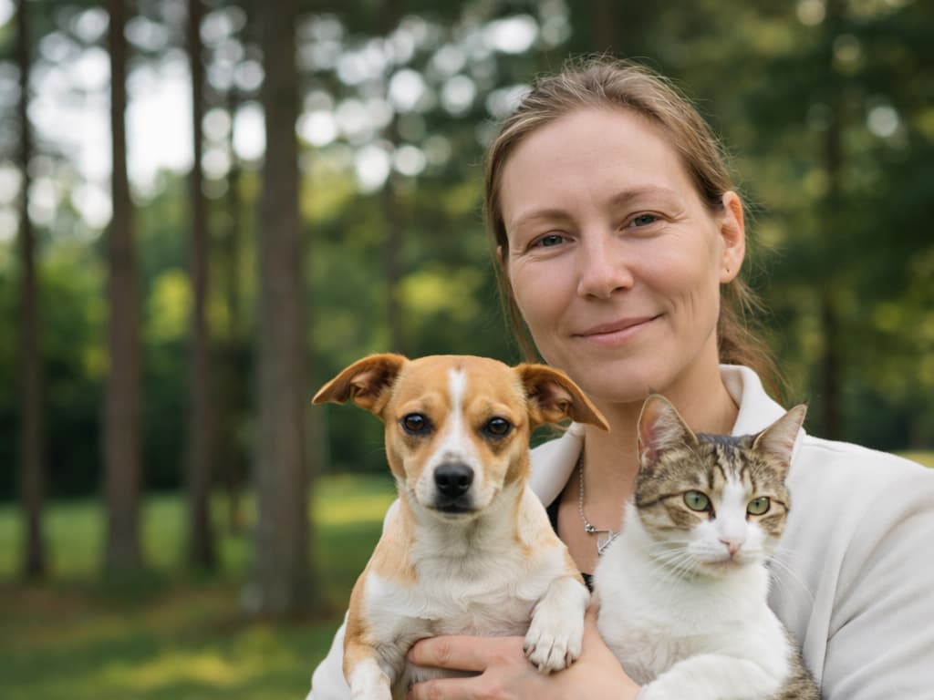 Спасённые животные — кошка и собака